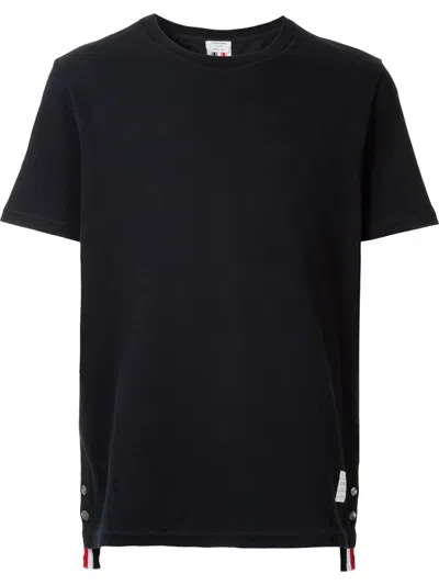 THOM BROWNE NAVY BLUE COTTON T-SHIRT