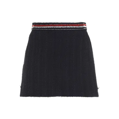 Thom Browne 4 Bar-tab Tweed Miniskirt In Blue