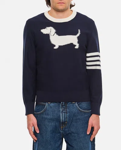 Thom Browne Navy Blue Doggy Crewneck Sweater