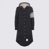 Thom Browne Navy Blue Feather Down 4-bar Coat In Blue