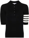 Thom Browne Poloshirt Aus Merinowolle Mit Streifen In Navy Blue