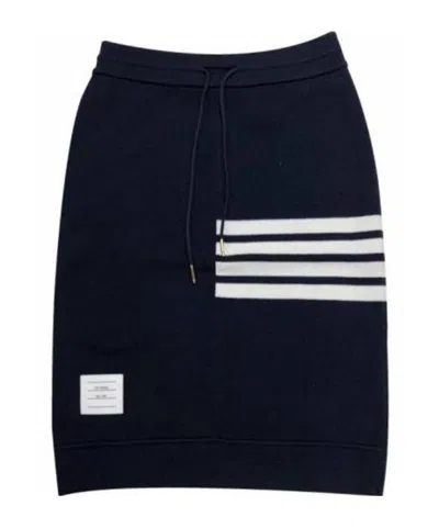 THOM BROWNE NAVY BLUE FOUR-STRIPED SKIRT