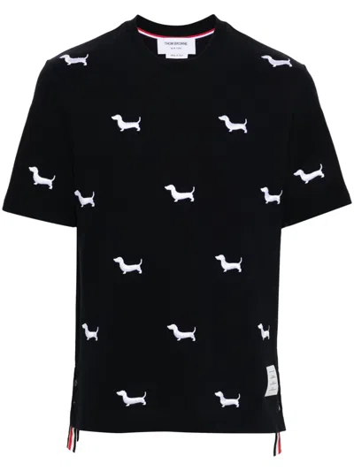 THOM BROWNE NAVY BLUE HECTOR LOGO T-SHIRT