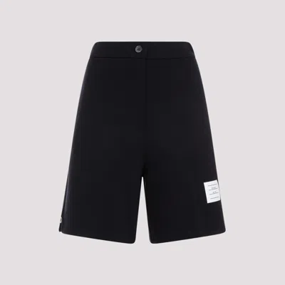 THOM BROWNE NAVY BLUE HIGH WAISTED WOOL SHORTS
