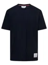 Thom Browne Navy Blue Logo Patch T-shirt In Multi