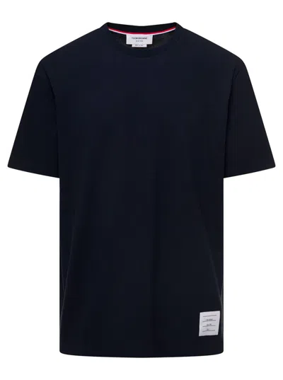 Thom Browne Navy Blue Logo Patch T-shirt In Multi