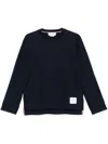 Thom Browne Oversized Long Sleeve T-shirt With Rwb Knit Trim In Black