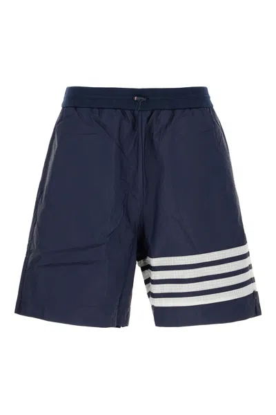 Thom Browne Navy Blue Nylon Bermuda Shorts