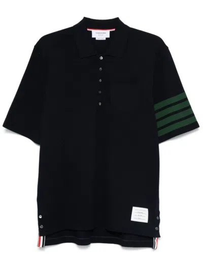 Thom Browne Navy Blue Pique Polo