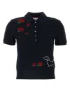 THOM BROWNE NAVY BLUE PIQUET POLO SHIRT