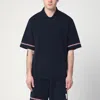 Thom Browne Navy Blue Polo Shirt With Tricolour Detail In Blue
