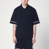 Thom Browne Navy Blue Polo Shirt With Tricolour Detail In Blue