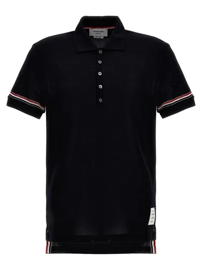 THOM BROWNE NAVY BLUE RWB DETAIL POLO