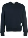 Thom Browne Tricolor Intarsia Design Cotton Sweatshirt In Navy Blue