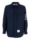 Thom Browne Navy Blue Shirt With Contrasting 4-bar Detail In Blu