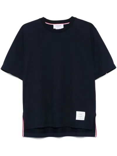 THOM BROWNE NAVY BLUE SHORT SLEEVE T-SHIRT