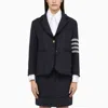 Thom Browne Navy Blue Single Breasted Jacket In Wool Blend In Blue