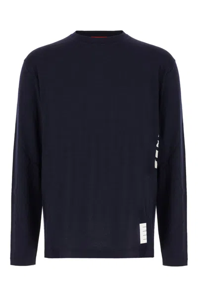 Thom Browne Navy Blue Stretch Wool Sweater