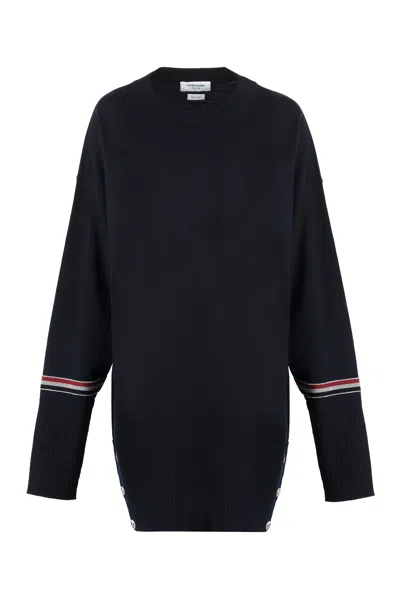 Thom Browne Navy Blue Striped Wool Sweater For Women