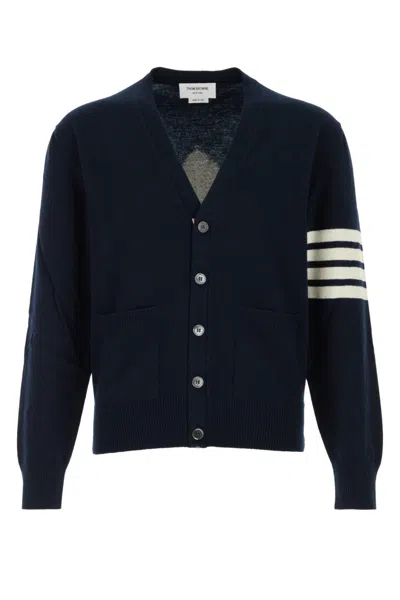 Thom Browne Men Navy Blue Stripes Cardigan