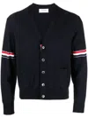 Thom Browne Navy Blue Stripes Cardigans In Navy Blue