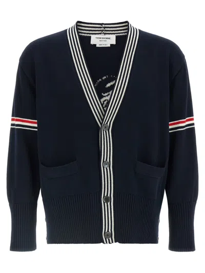 Thom Browne Navy Blue V Neck Cardigan