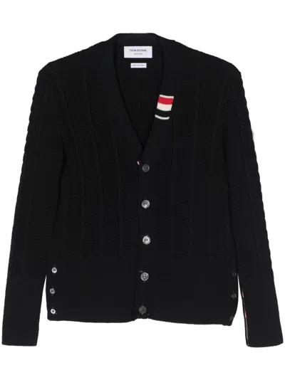 Thom Browne Cable-knit Virgin-wool Cardigan In Blue