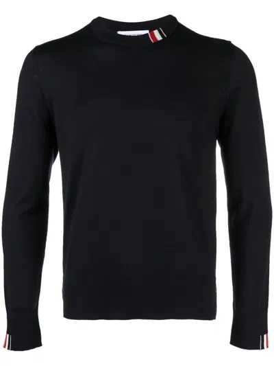 Thom Browne Navy Blue Virgin Wool Crewneck Jumper For Men