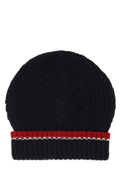 Thom Browne Navy Blue Wool Beanie Hat