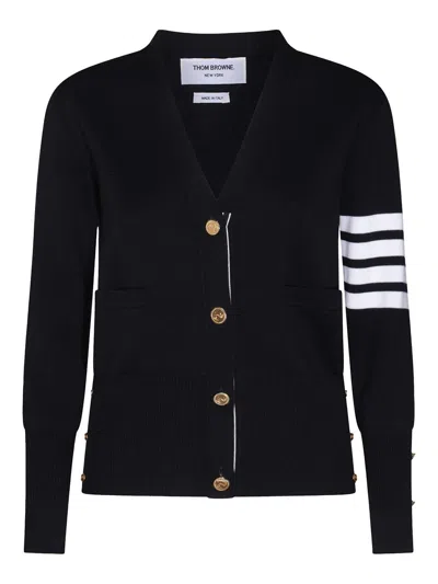 Thom Browne Navy Blue Wool Cardigan