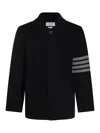 Thom Browne Stripe-detailing Wool Blend Cardi-coat In Blue