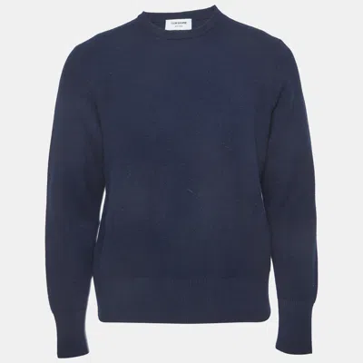 Pre-owned Thom Browne Navy Blue Wool Knit Crewneck Sweater L