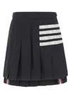 Thom Browne Navy Blue Wool Mini Skirt In Black