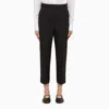 THOM BROWNE NAVY BLUE WOOL TROUSERS WITH LAPELS FOR WOMEN