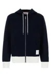 Thom Browne Zip Up Hoodie With Engineered 4 Bar In Color Blocked Solid In Multi
