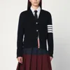 Thom Browne Navy Blue Wool Cardigan In Blue