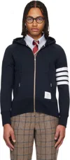 Thom Browne Navy Classic Loopback 4-bar Full Zip Hoodie In Blue