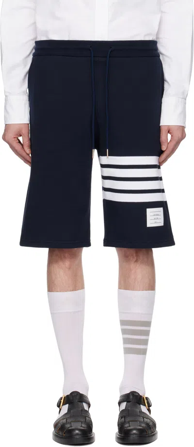 Thom Browne Navy Classic Loopback 4-bar Shorts In 461 Navy