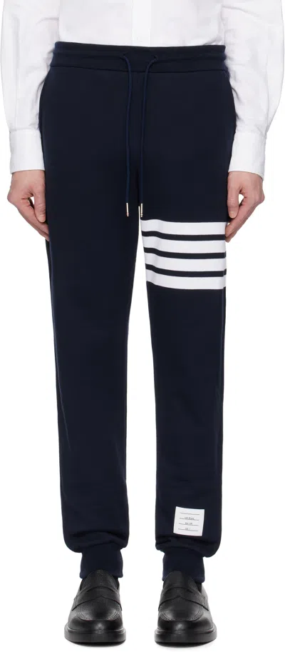 Thom Browne Navy Classic Loopback 4-bar Sweatpants In Blue