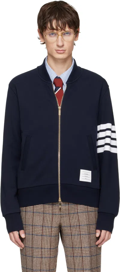 Thom Browne Zip-up Sweatshirt In Blue