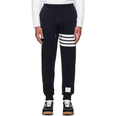 Thom Browne Navy Classic Loopback 4-bar Sweatpants In Black