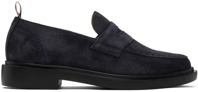 Thom Browne Navy Classic Penny Loafers In 415 Navy
