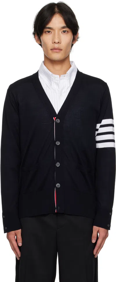 Thom Browne Navy Classic V-neck Cardigan In Blue