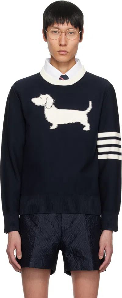 Thom Browne Round-collar And Long-sleeved Sweater In Black