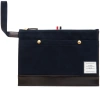 THOM BROWNE NAVY COTTON CANVAS SNAP POCKET POUCH