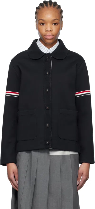 Thom Browne Navy Cotton Loopback Work Jacket In 415 Navy