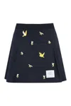 Thom Browne Embroidered A-line Skirt In Blue