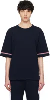 Thom Browne Navy Cotton Rugby Short Sleeve T-shirt In 415 Navy