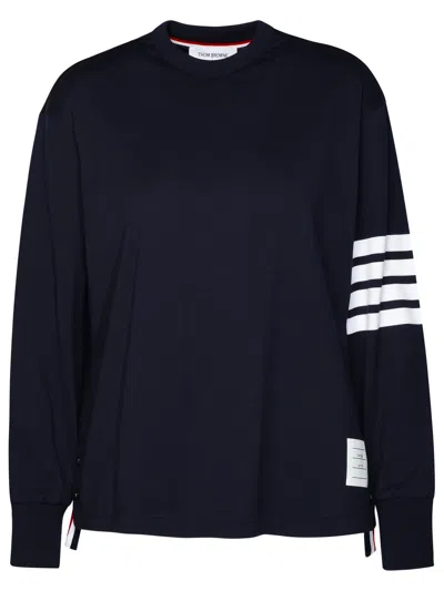 Thom Browne Navy Cotton Sweater In Blue