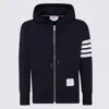 Thom Browne Hooded Sweatshirt With Zip-up Front And Iconic Stripes In Black